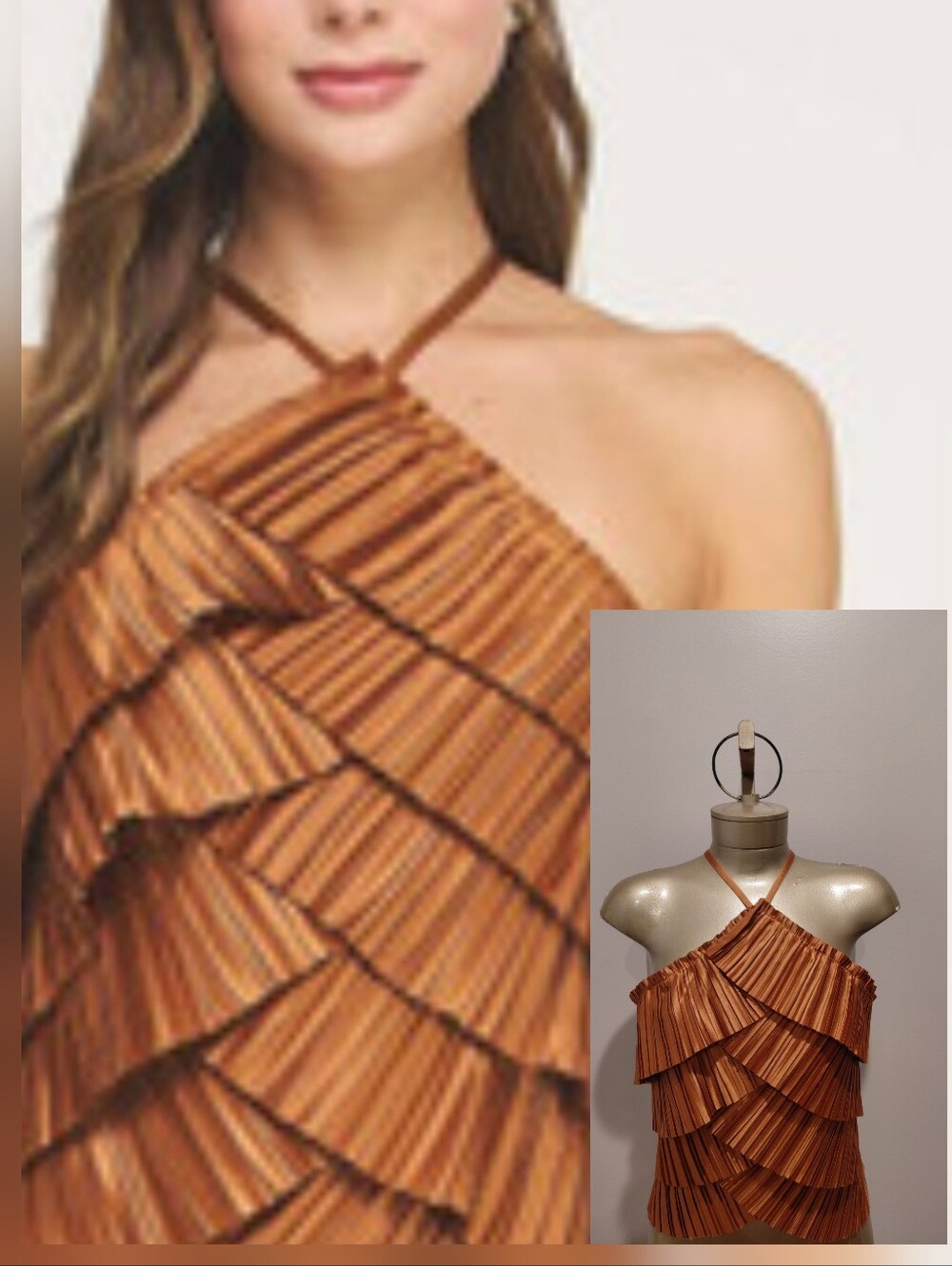 Strut & Bolt Women’s Copper Pleated Spaghetti Strap Top